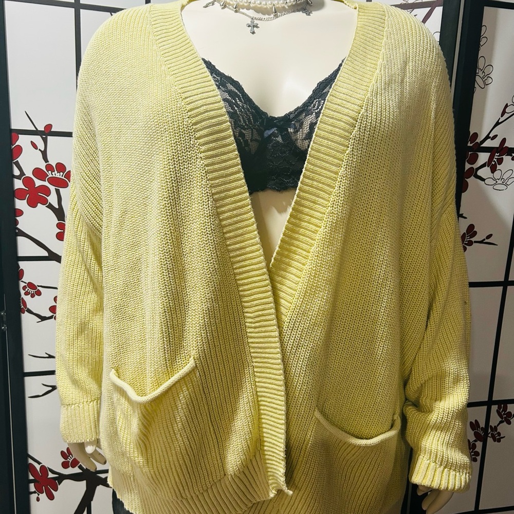 a.n.a Light Yellow Cardigan Sweater